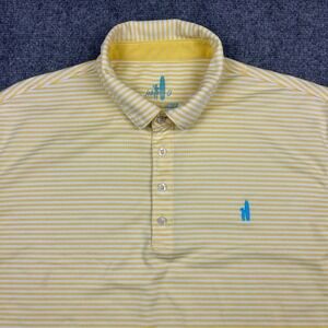 Johnnie-O Polo Shirt Mens L Yellow Striped Short Sleeve Coastal Golf Preppy